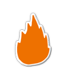 Saugnapfschild in Feuer-Form konturgefräst <br>einseitig 4/0-farbig bedruckt
